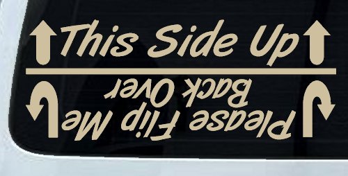 This Side Up Please Flip Me Back Over Funny Off Road Car or Truck Window Decal Sticker (Desert Sand)