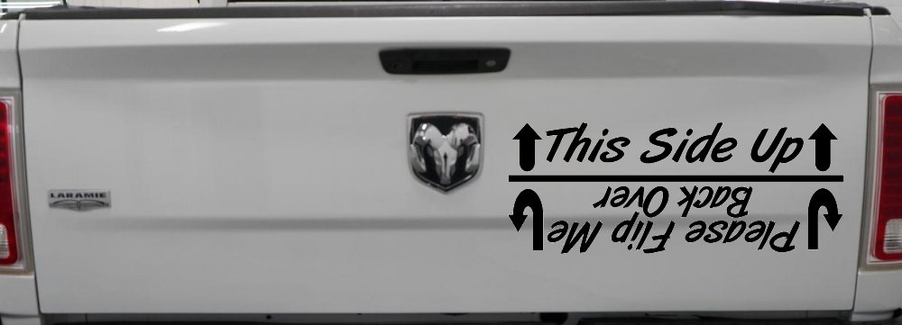 This Side Up Please Flip Me Back Over Funny Off Road Car or Truck Window Decal Sticker (Matte Black)