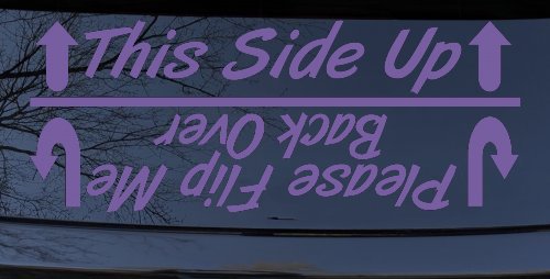This Side Up Please Flip Me Back Over Funny Off Road Car or Truck Window Decal Sticker (Purple)