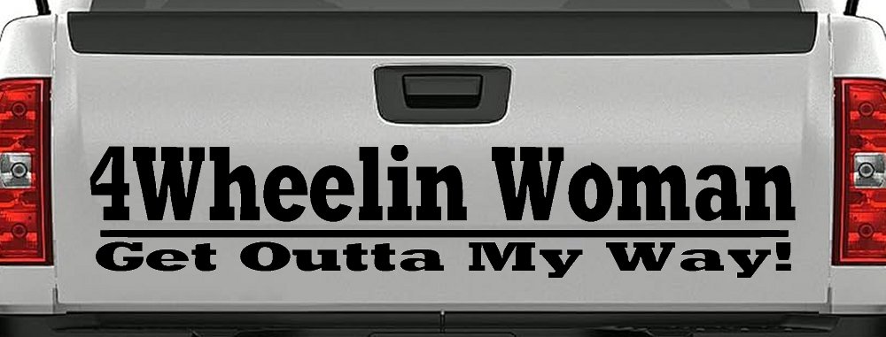 4 Wheelin Woman Off Road Car or Truck Window Decal Sticker (Black)