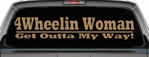 4 Wheelin Woman Off Road Car or Truck Window Decal Sticker (Light Brown)