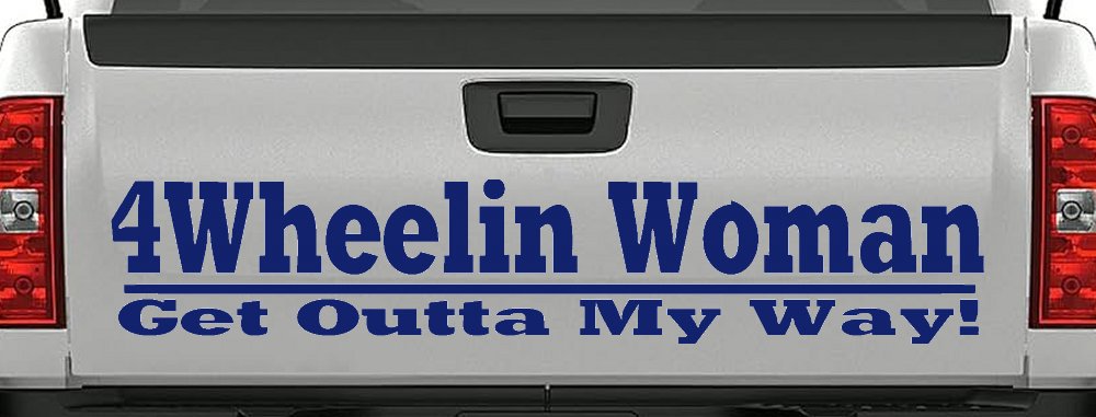 4 Wheelin Woman Off Road Car or Truck Window Decal Sticker (Navy)