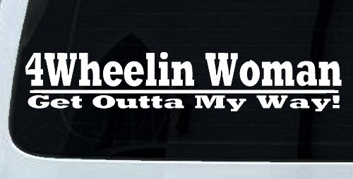 4 Wheelin Woman Off Road Car or Truck Window Decal Sticker (White)