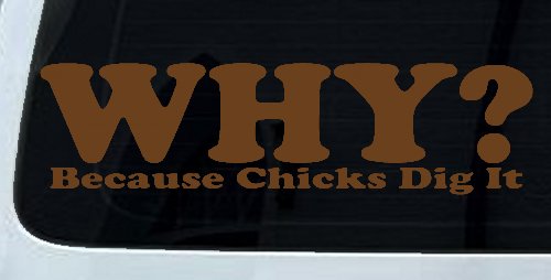 Why Because Chicks Dig It Funny Off Road Car or Truck Window Decal Sticker (Copper)