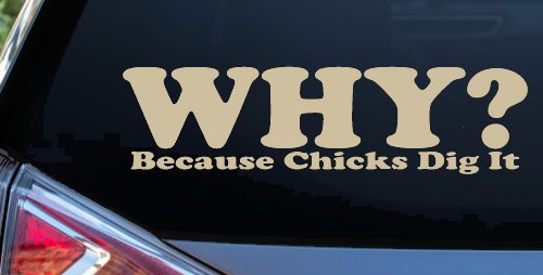 Why Because Chicks Dig It Funny Off Road Car or Truck Window Decal Sticker (Desert Sand)