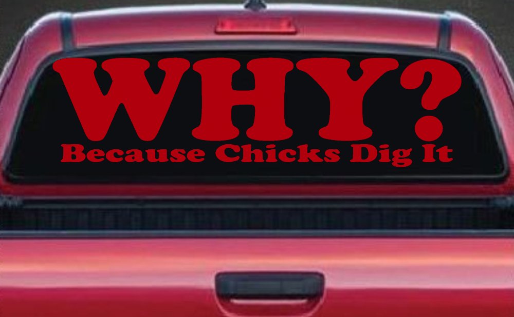 Why Because Chicks Dig It Funny Off Road Car or Truck Window Decal Sticker