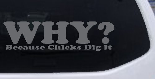 Why Because Chicks Dig It Funny Off Road Car or Truck Window Decal Sticker (Silver)