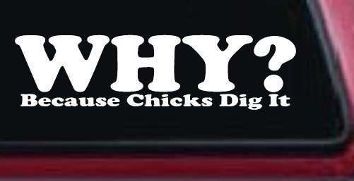Why Because Chicks Dig It Funny Off Road Car or Truck Window Decal Sticker (White)