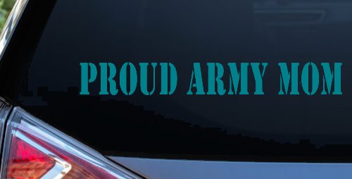 Proud Army Mom Military Car or Truck Window Decal Sticker (Turquoise Blue)