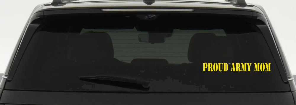 Proud Army Mom Military Car or Truck Window Decal Sticker (Yellow)