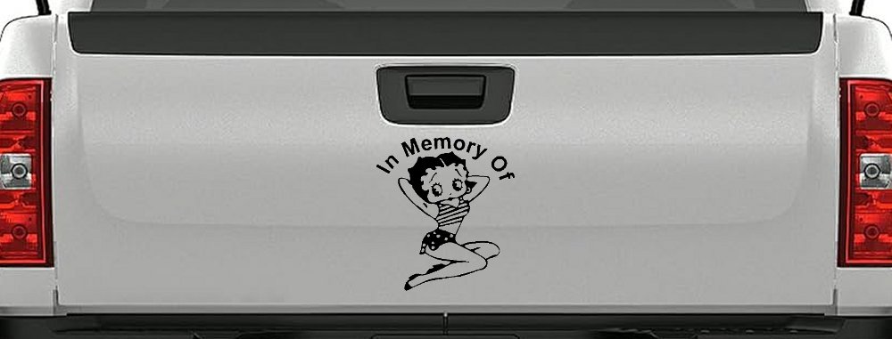 In Memory Of Betty Boop Biker Car or Truck Window Decal Sticker (Black)