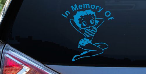 In Memory Of Betty Boop Biker Car or Truck Window Decal Sticker (Blue)