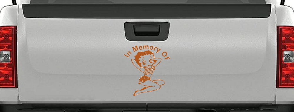 In Memory Of Betty Boop Biker Car or Truck Window Decal Sticker (Nut Brown)