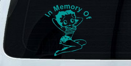 In Memory Of Betty Boop Biker Car or Truck Window Decal Sticker (Turquoise)
