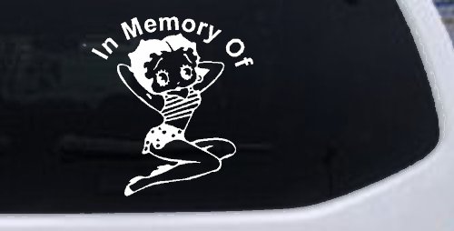 In Memory Of Betty Boop Biker Car or Truck Window Decal Sticker (White)