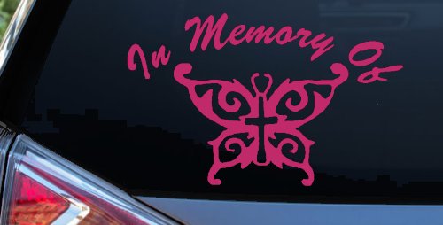 In Memory Of Cross Butterfly Butterflies Car or Truck Window Decal Sticker