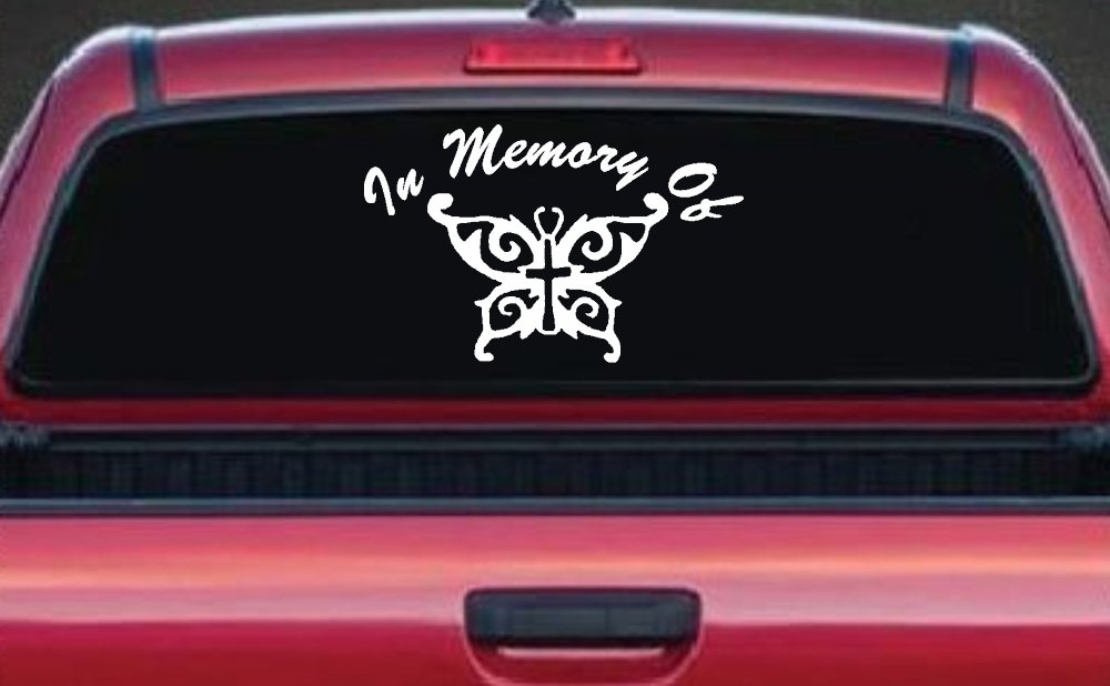 In Memory Of Cross Butterfly Butterflies Car or Truck Window Decal Sticker