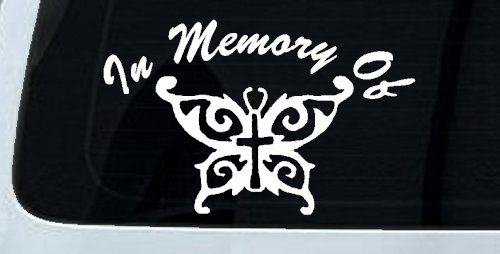 In Memory Of Cross Butterfly Butterflies Car or Truck Window Decal Sticker