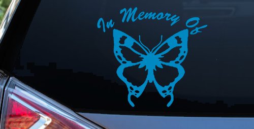 In Memory Of Butterfly Butterflies Car or Truck Window Decal Sticker (Blue)