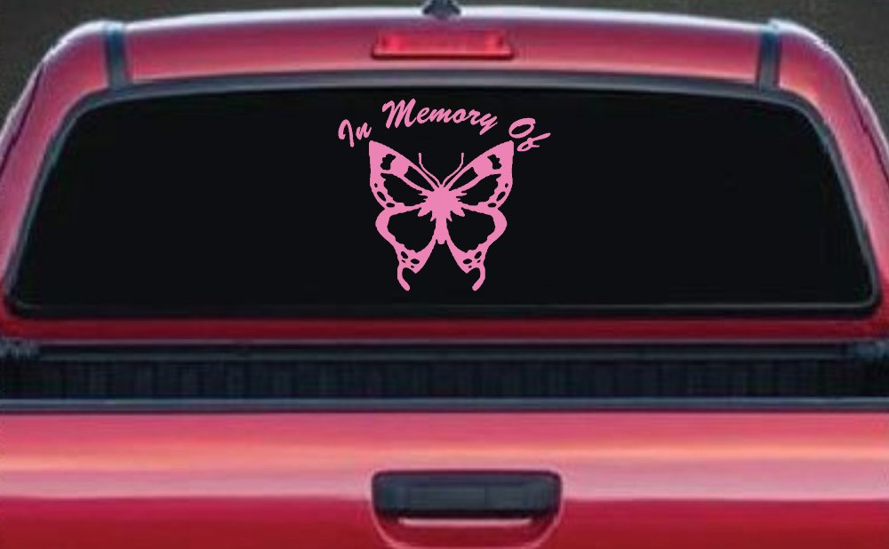 In Memory Of Butterfly Butterflies Car or Truck Window Decal Sticker (Pink)