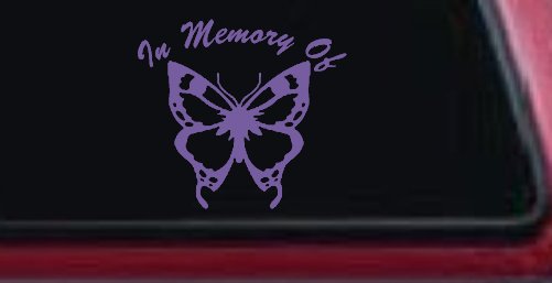 Butterfly Memorial Decal for Car Window - Truck Vinyl Sticker Remembrance (Purple)
