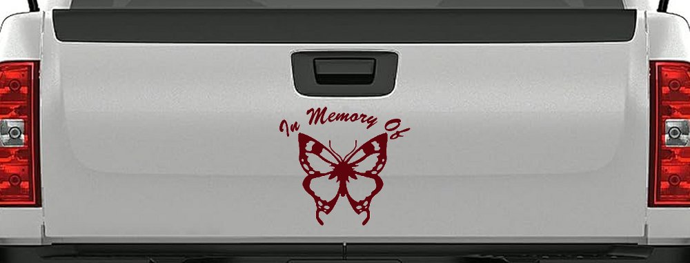 In Memory Of Butterfly Butterflies Car or Truck Window Decal Sticker (Purple Red)