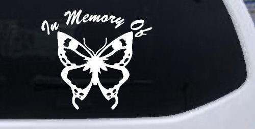 In Memory Of Butterfly Butterflies Car or Truck Window Decal Sticker (White)