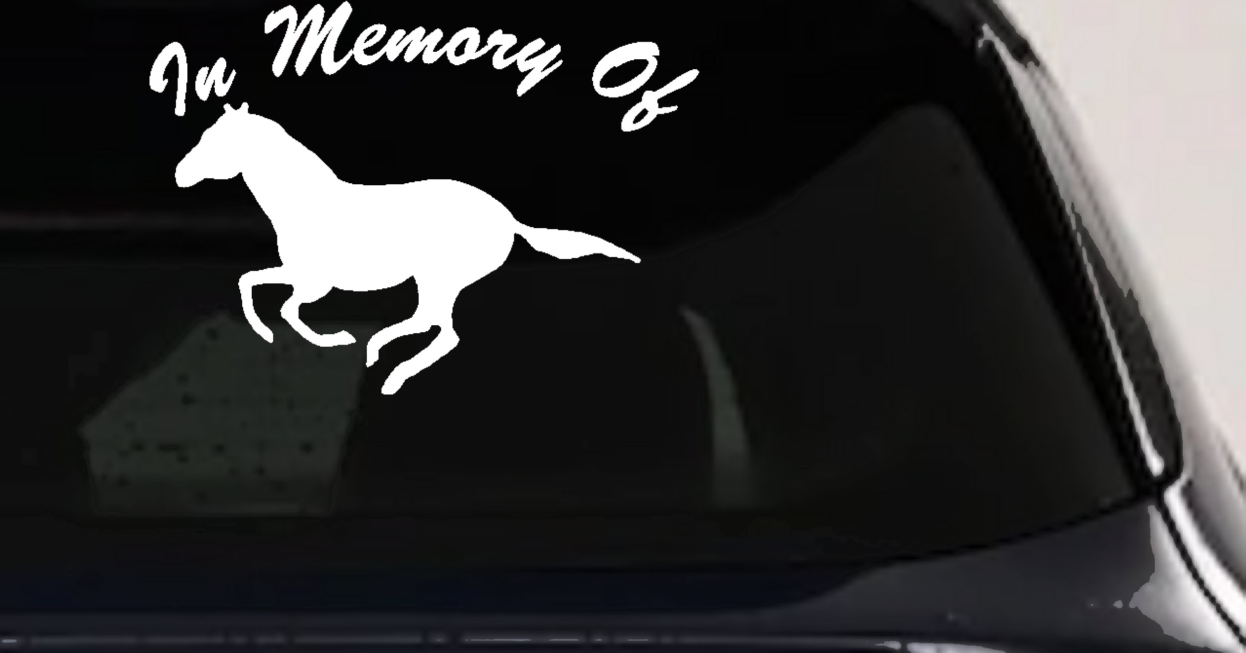 Horse Memorial Decal Car Truck Window Vinyl Sticker Personalized Tribute (White)