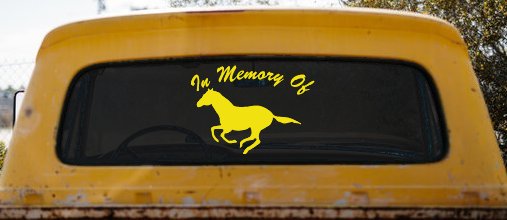 In Memory Of Horse Car or Truck Window Decal Sticker (Yellow)