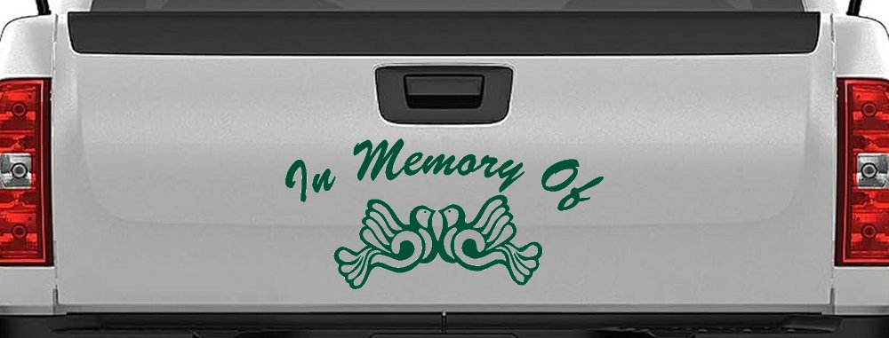 In Memory Of Turtle Doves Car or Truck Window Decal Sticker (Dark Green)