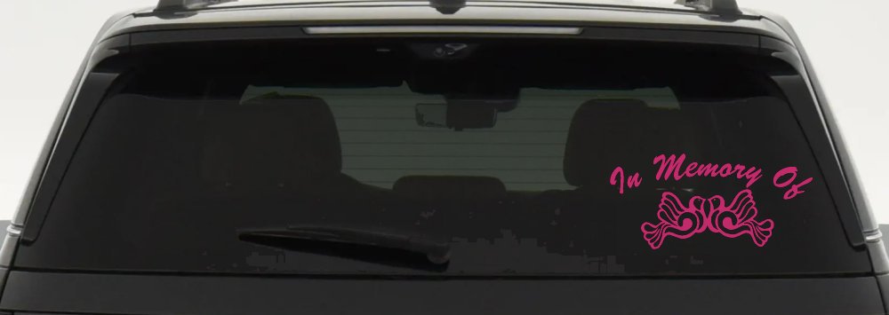 In Memory Of Turtle Doves Car or Truck Window Decal Sticker (Hot Pink)