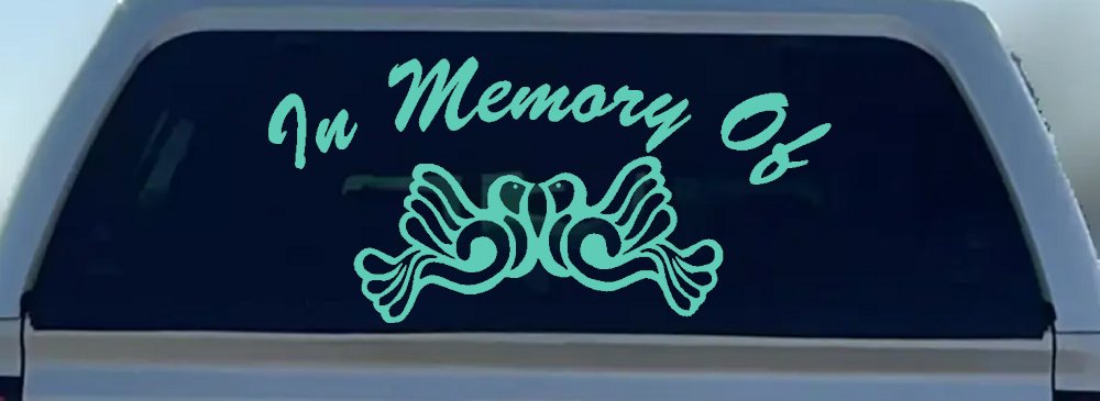 In Memory Of Turtle Doves Car or Truck Window Decal Sticker (Mint)