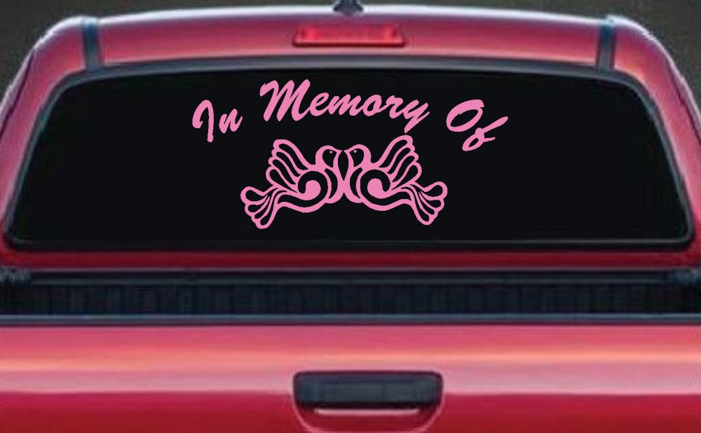 Turtle Dove Memorial Decal for Car or Truck Window - Sympathy Sticker (Pink)