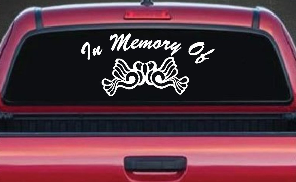 In Memory Of Turtle Doves Car or Truck Window Decal Sticker (White)