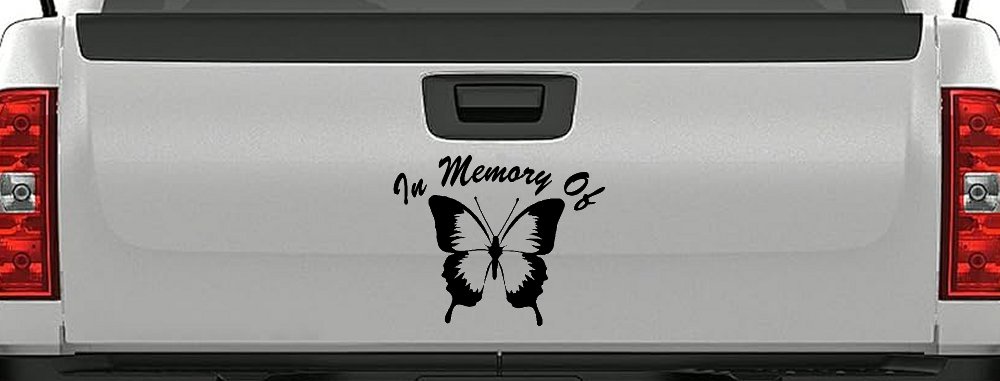 In Memory Of Butterfly Butterflies Car or Truck Window Decal Sticker (Black)