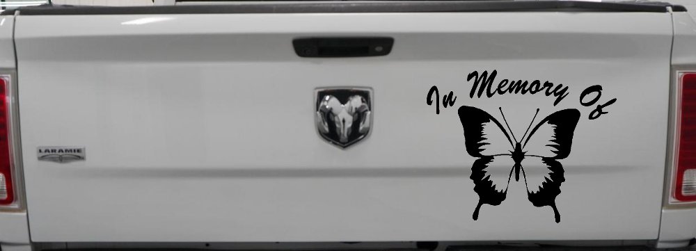 In Memory Butterfly Decal Car Truck Window Vinyl Sticker (Black)