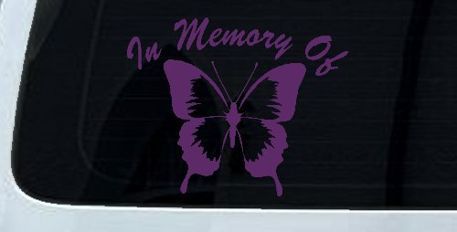 In Memory Of Butterfly Butterflies Car or Truck Window Decal Sticker (Violet)