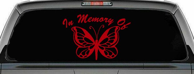 In Memory Of Butterfly Butterflies Car or Truck Window Decal Sticker (Red)
