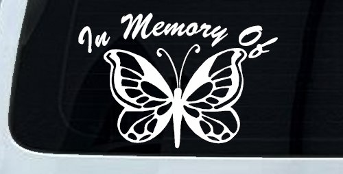 In Memory Of Butterfly Butterflies Car or Truck Window Decal Sticker (White)