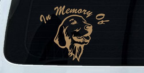 In Memory Of Golden Retriever Car or Truck Window Decal Sticker (Light Brown)