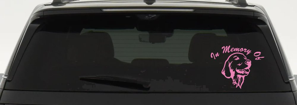 In Memory Of Golden Retriever Car or Truck Window Decal Sticker (Pink)