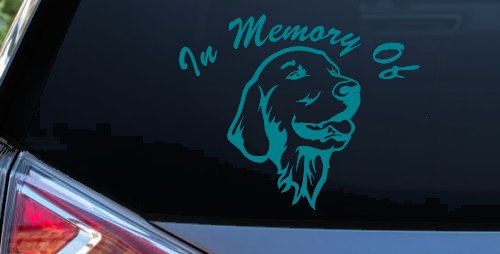 In Memory Of Golden Retriever Car or Truck Window Decal Sticker (Turquoise Blue)