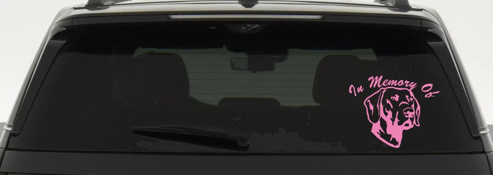 In Memory Of Labrador Retriever Car or Truck Vinyl Window Decal Sticker (Pink)