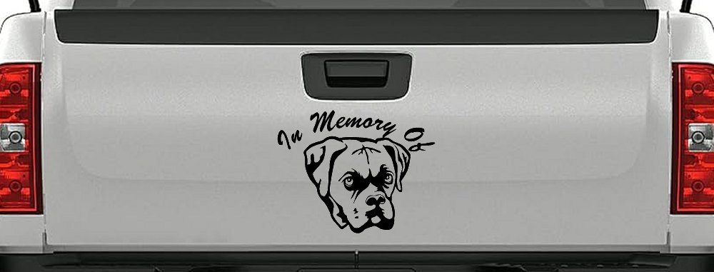 In Memory Of Boxer Bulldog Car or Truck Window Decal Sticker (Black)