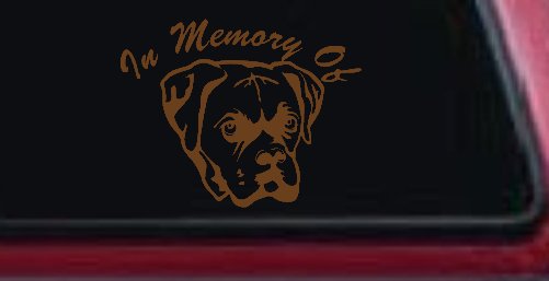 In Memory Of Boxer Bulldog Car or Truck Window Decal Sticker (Copper)