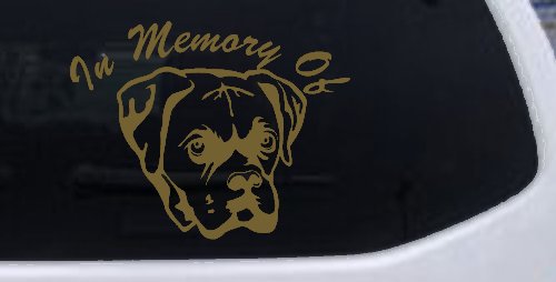 In Memory Of Boxer Bulldog Car or Truck Window Decal Sticker (Gold)