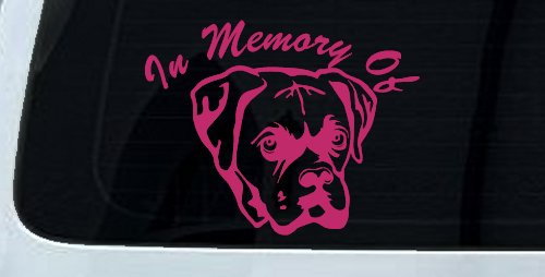 In Memory Of Boxer Bulldog Car or Truck Window Decal Sticker (Hot Pink)
