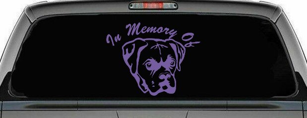 In Memory Of Boxer Bulldog Car or Truck Window Decal Sticker (Purple)