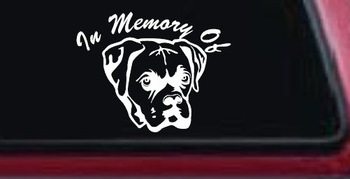 In Memory Of Boxer Bulldog Car or Truck Window Decal Sticker (White)