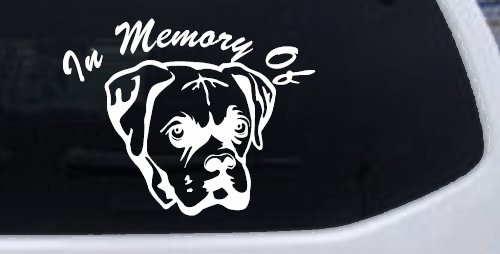 In Memory Of Boxer Bulldog Car or Truck Window Decal Sticker (White)